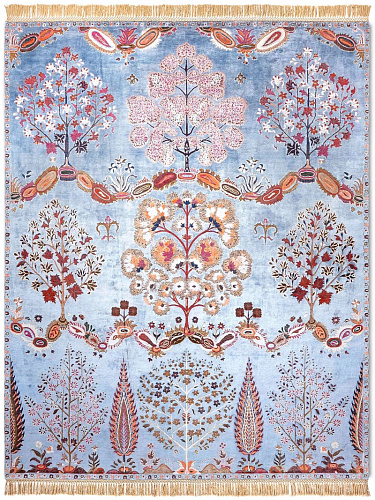 Mughal Reverse Original auf Hellblau Teppich