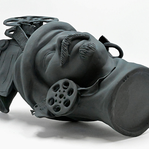 Maure‑Kopf grau matt Skulptur