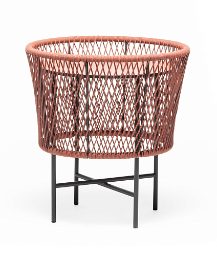Tamburo SM Runder Roter Outdoor-Loungetisch