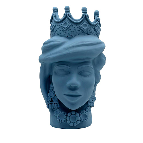 Maure‑Kopf blau matt Skulptur