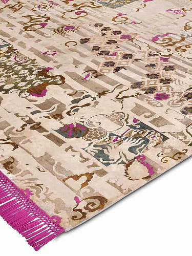 Dragon Eye Candy Pink auf Creme mit fetten Linien Teppich