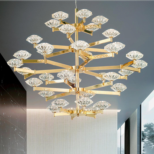 Art-Déco Gold Kristall-Kronleuchter