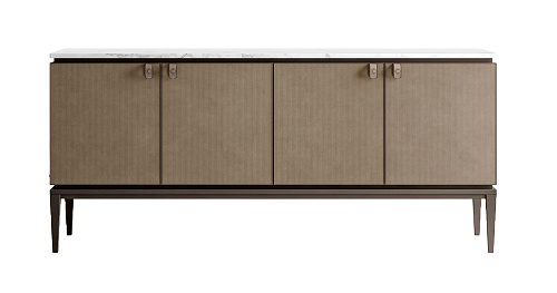 Sideboard mit Marmorplatte und Ledertüren