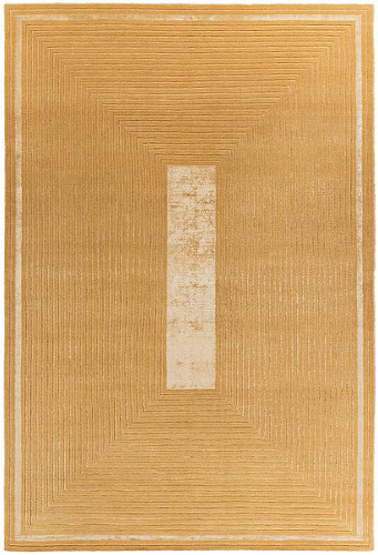 Handgeknüpfter Gelb Gerahmt Wolle & Viskose Teppich