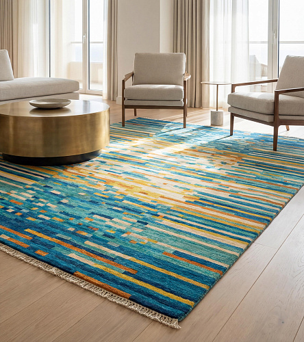 Pixel Wave Teal Teppich