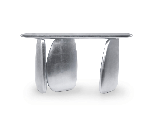 Skulpturaler Silber-Konsolentisch