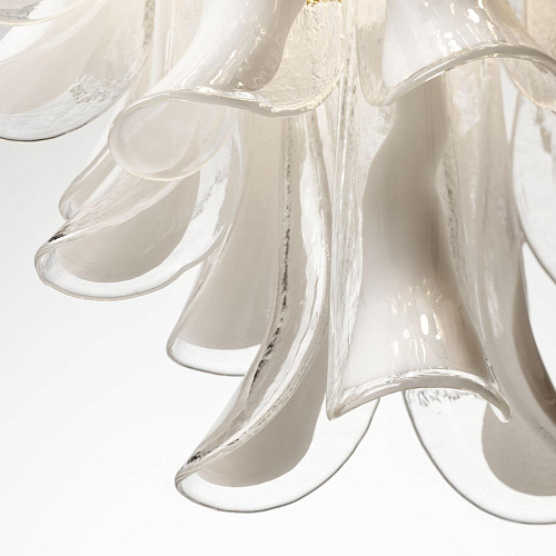Polierter Nickel und Murano-Glas-Kronleuchter