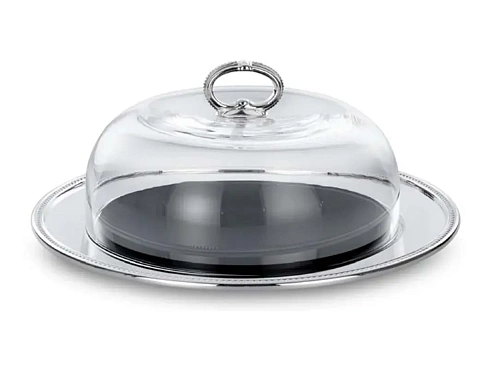 Versilbertes Käse‑Tablett mit Haube