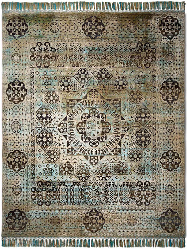Blue Green Mix auf Tiefviolett Teppich