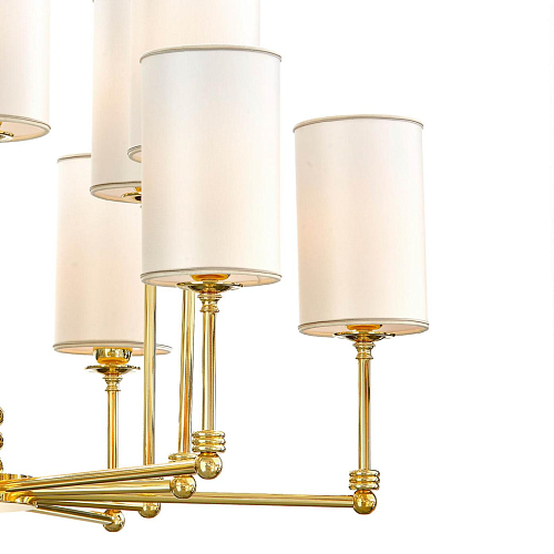 Polierter Gold Messing-Kronleuchter mit Schirmen