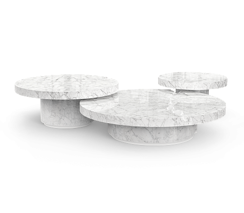 Dominion Carrara Marmor 3‑teiliges Mitteltisch‑Set