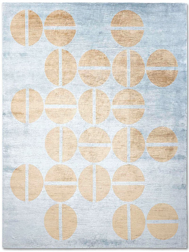 Circle Gold auf Hellblau Teppich