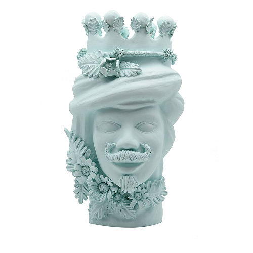 Maure‑Kopf himmelblaue Skulptur