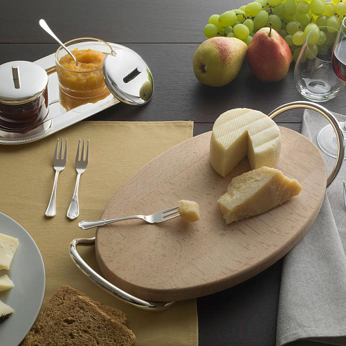 Versilberter Marmeladentopf‑Duo mit Serviertablett