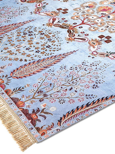 Mughal Reverse Original auf Hellblau Teppich