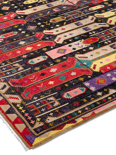 Flatweave Original auf Natur‑Schwarz Teppich