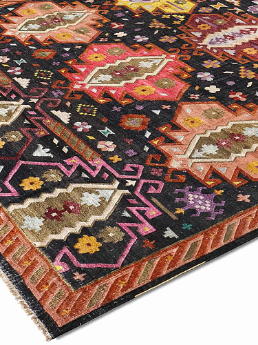 Flatweave Original auf Natur‑Schwarz Teppich