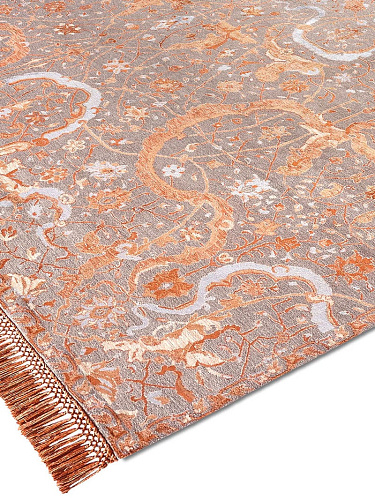 Tabriz Copper Orange auf Naturgrau Teppich