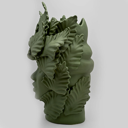 Maure‑Kopf matt grüne Skulptur