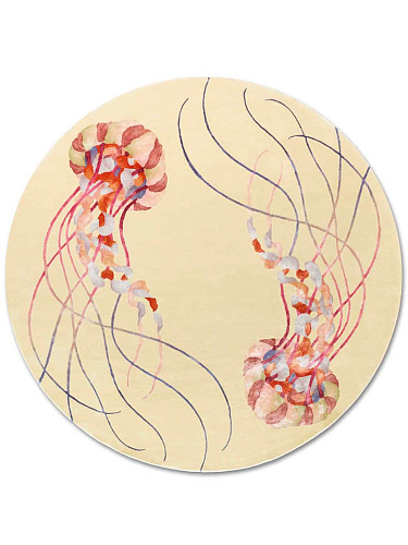 Jellyfish Round Original auf Soft Yellow Teppich