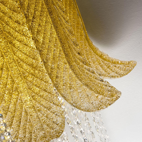 Murano-Blatt-Wandleuchte mit Goldakzenten