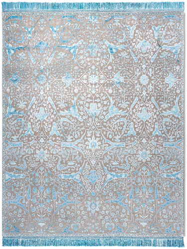 Teheran Electric Blue auf Naturgrau Teppich