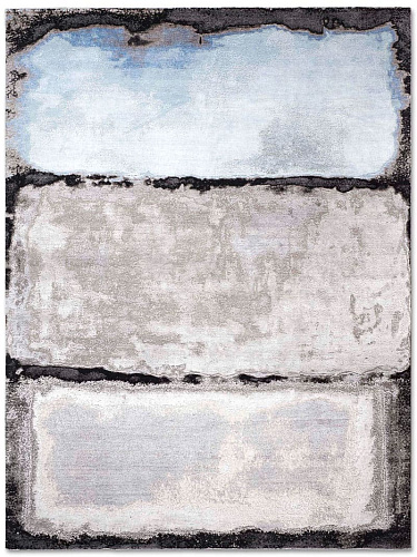 Light Blue Silver White on Black Teppich