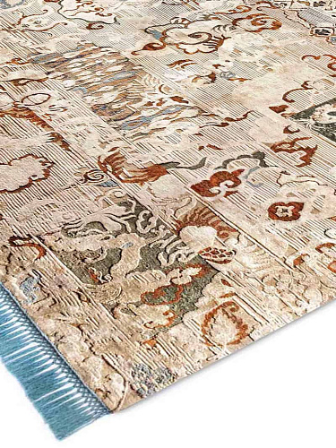 Dragon Light Blue auf Creme mit feinen Linien Teppich
