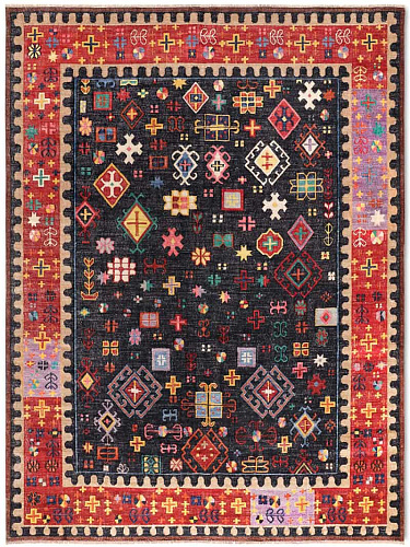 Flatweave Original auf Natur‑Schwarz Teppich