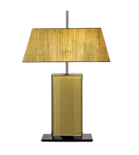 Grandeur Metall‑Glas Tischlampe mit Stoffschirm