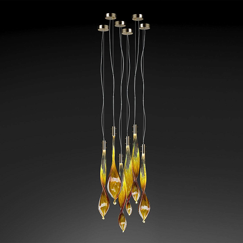 Murano-Blätter 6-flammige Pendelleuchte