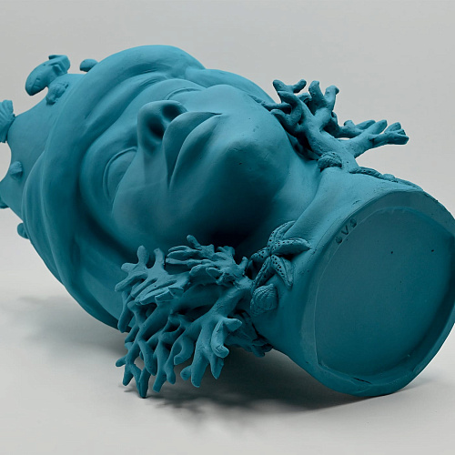 Maure‑Kopf türkis handgefertigte Skulptur