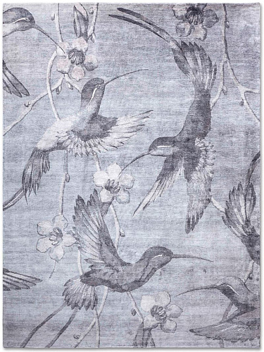 Hummingbirds Silver auf Silber Teppich