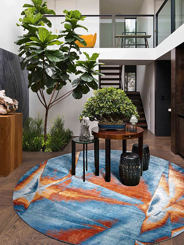 Rund Cyan Copper Teppich