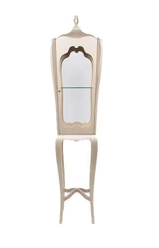 Empire Schlanker Cremefarbener Vitrinen‑Schrank