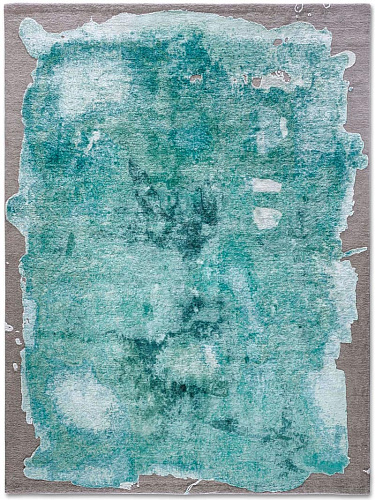 Aqua Blue auf Naturgrau Teppich