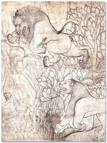 Two Lions Original auf Beige Teppich