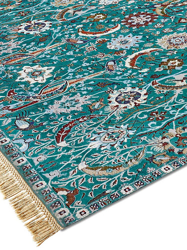 Kerman Reverse Original auf Mitternachtsgrün Teppich