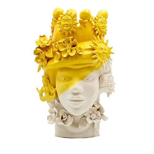 Maure‑Kopf gold‑weiße handgefertigte Skulptur
