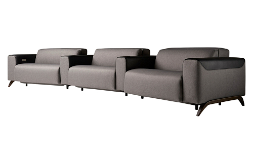 Atlanta Graues 3-Sitzer Geschwungenes Sofa