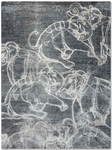 Elephants Ivory auf Jade Teppich