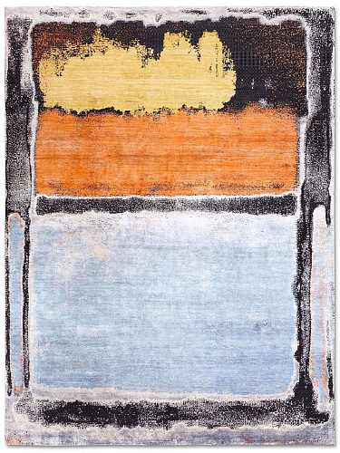 with Grass Light Blue Copper Yellow auf Schwarz Teppich