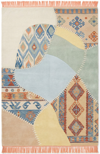 Patchwork Grid Blue Teppich