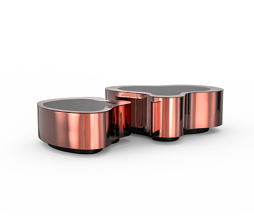 Crest Poliertes Kupfer Couchtisch‑Set