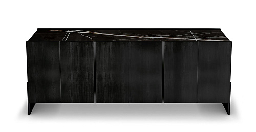 Schwarzes Sideboard mit Marmorplatte