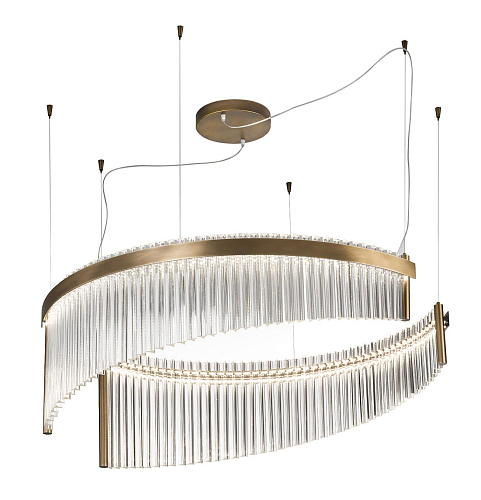 Transparenter Murano-Glas-Kronleuchter mit doppelter LED-Beleuchtung