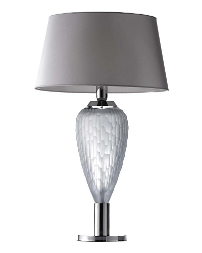 Polierter Nickel Grauer Waben-Kristall-Tischlampe