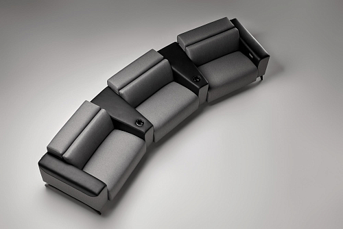 Atlanta Graues 3-Sitzer Geschwungenes Sofa