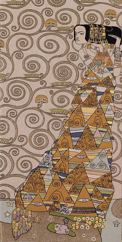 Dame (rechts), nach Klimt Beige Wandteppich