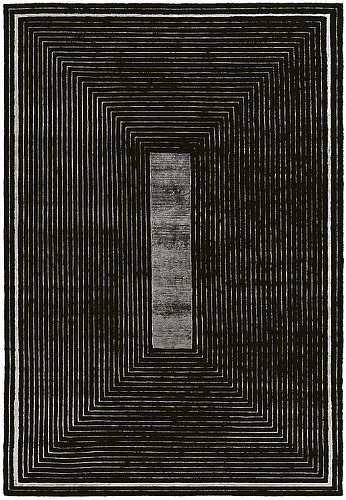 Handgeknüpfter Schwarz Gerahmt Teppich